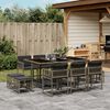 vidaXL 11-delige Tuinset met kussens poly rattan grijs