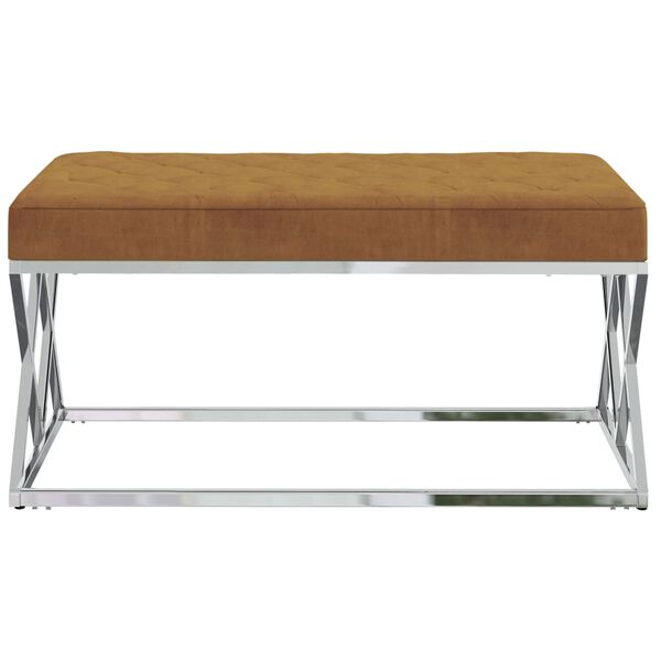 vidaXL Bankje fluweel en roestvrij staal bruin