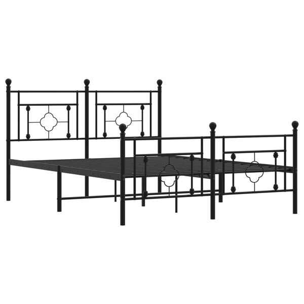 vidaXL Bedframe met hoofd- en voeteneinde metaal zwart 140x190 cm