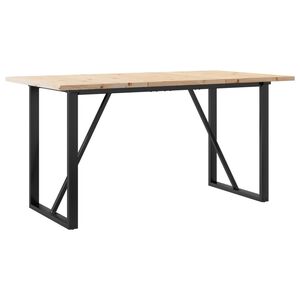 vidaXL Eettafel O-frame 160x80x75,5 cm massief grenenhout en staal