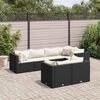 vidaXL 7-delige Loungeset met kussens poly rattan zwart