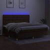 vidaXL Boxspring met matras en LED stof donkerbruin 200x200 cm