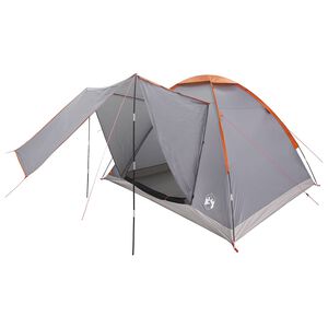 vidaXL Kamperen tent Grijs en Oranje 4-persoons Polyester en staal