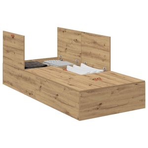 vidaXL Opbergbedframe Artisan Eiken 100 x 200 cm Bewerkt hout