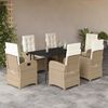 vidaXL 7-delige Tuinset met kussens poly rattan beige