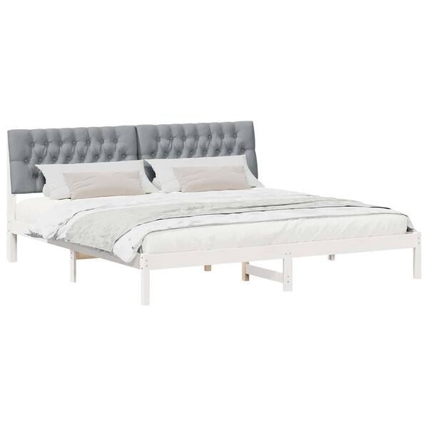 vidaXL Bedframe met Gevoerd Hoofdgedeelte Wit 200 x 200 cm