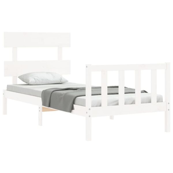 vidaXL Bedframe met hoofdbord massief hout wit
