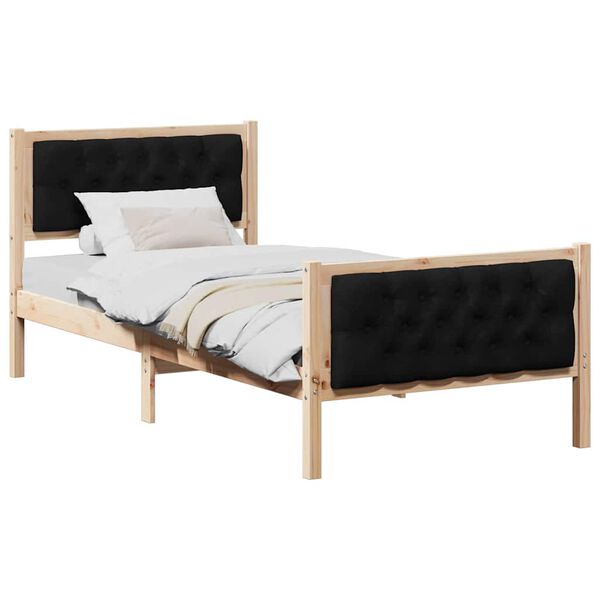 vidaXL Bedframe met hoofdeinde Zwart 90 x 190 cm Massief grenenhout
