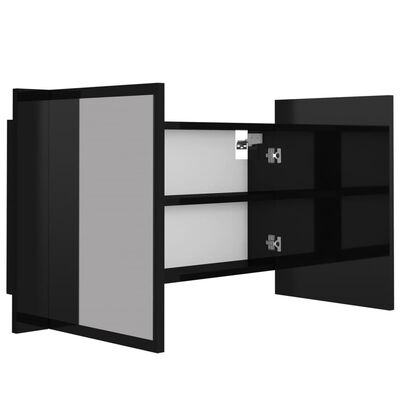 vidaXL Badkamerkast met spiegel en LED 80x12x45 cm hoogglans zwart