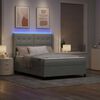 vidaXL LED Boxspring Bed met Matras Lichtgrijs 140 x 190 cm Fluweel