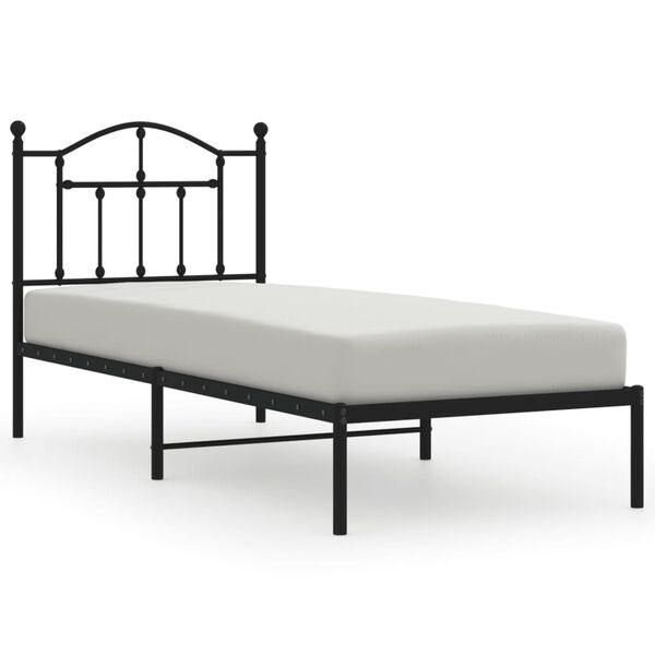 vidaXL Bedframe met hoofdbord metaal zwart 80x200 cm