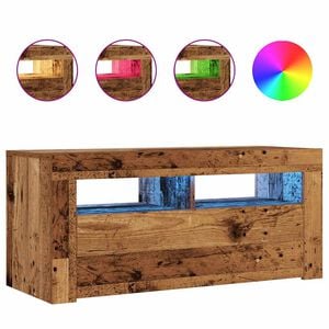 vidaXL Tv-meubel met LED 90x35x40 cm bewerkt hout oud hout