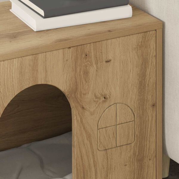 vidaXL Kattenhuis Ambachtelijk eiken 51 x 30 x 52 cm Bewerkt hout