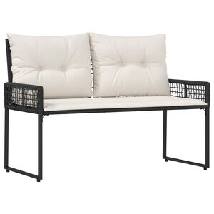 vidaXL Tuinbank Zwart en Cream Wit 118 x 55 x 82 cm PE rattan en stof