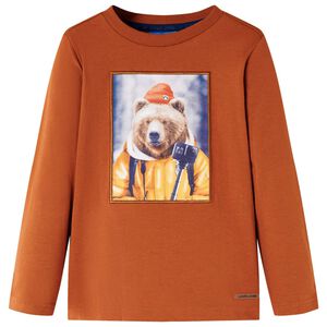 Kindershirt met lange mouwen 116 oranjebruin