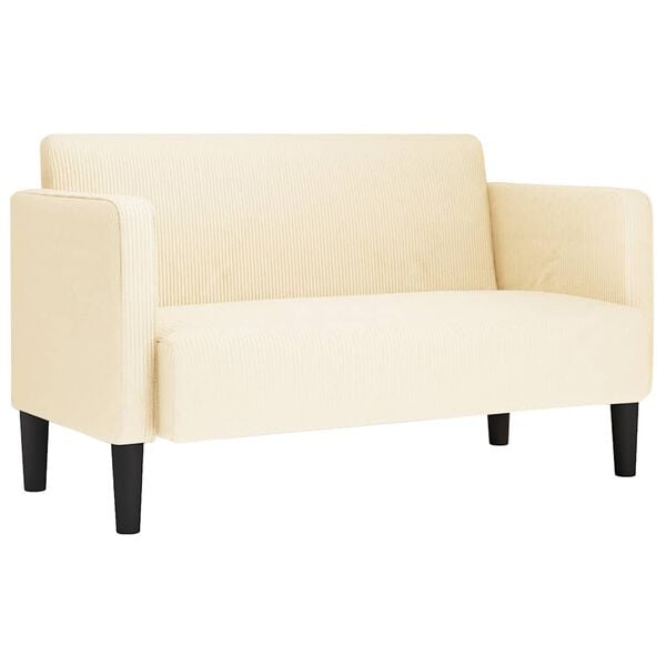 vidaXL Loveseat bank 109 cm corduroy stof cr&egrave;mekleurig