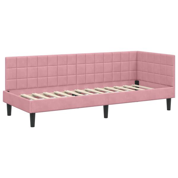 vidaXL Hoekbedframe met hoofdeinde Roze 80 cm x 200 cm Fluweel