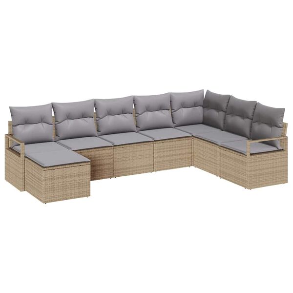 vidaXL Tuin Sofa Set 8 pcs Beige Poly riet