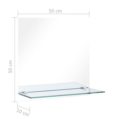 vidaXL Wandspiegel met schap 50x50 cm gehard glas