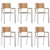 vidaXL Buiten eettafelset 7 pcs Bruin Massief Acaciahout