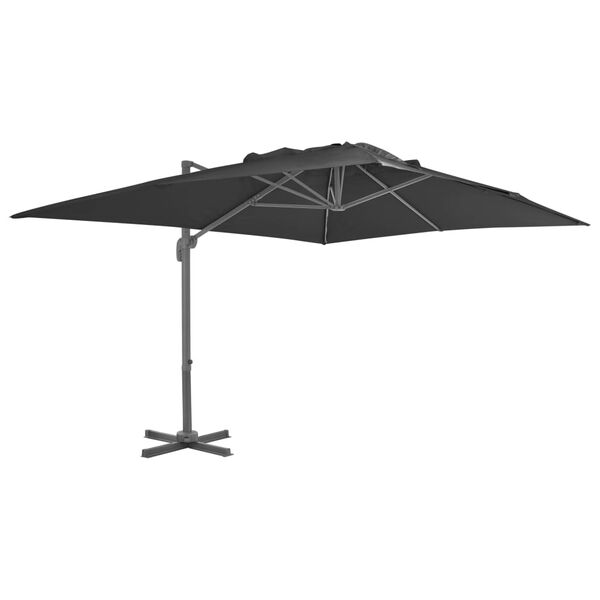vidaXL Zwevende parasol met aluminium paal 4x3 m zwart
