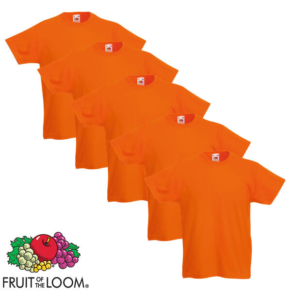 Fruit of the Loom Kindershirt origineel 5 st 128 oranje