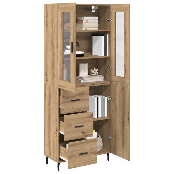 vidaXL Hoge kast met lade 2 pcs Artisan Eiken Bewerkt hout