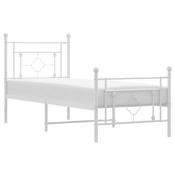 vidaXL Bedframe met hoofd- en voeteneinde metaal wit 80x200 cm