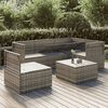 vidaXL 6-delige Loungeset met kussens poly rattan grijs