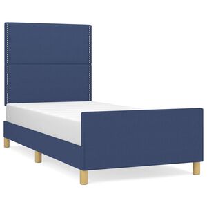 vidaXL Bedframe zonder matras 90x200 cm stof blauw