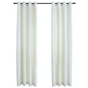 vidaXL Gordijn verduisterend met ringen 2 st 140x175 cm fluweel cr&egrave;me
