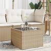 vidaXL Tuintafel met glazen blad 55x55x37 cm poly rattan beige