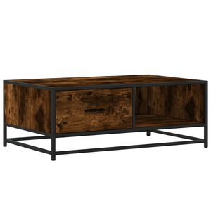 vidaXL Salontafel 90x57x35 cm bewerkt hout en metaal gerookt eiken