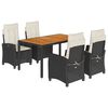 vidaXL 5-delige Tuinset met kussens poly rattan zwart