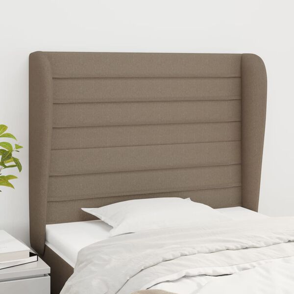 vidaXL Hoofdbord met randen 83x23x118/128 cm stof taupe