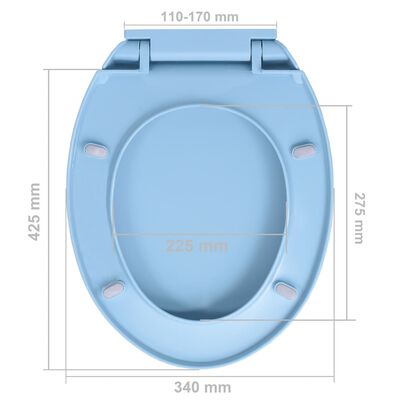 vidaXL Toiletbril soft-close en quick-release ovaal blauw