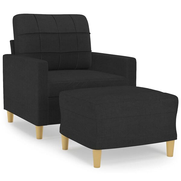 vidaXL Fauteuil met voetenbank 60 cm stof zwart