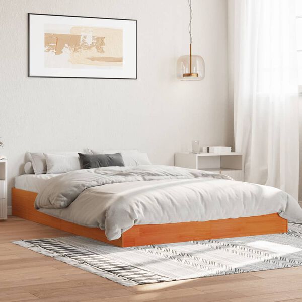 vidaXL Bedframe zonder matras massief grenenhout wasbruin 120x200 cm