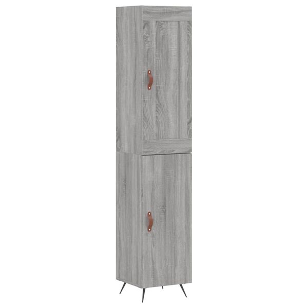 vidaXL Hoge kast 34,5x34x180 cm bewerkt hout grijs sonoma eikenkleurig