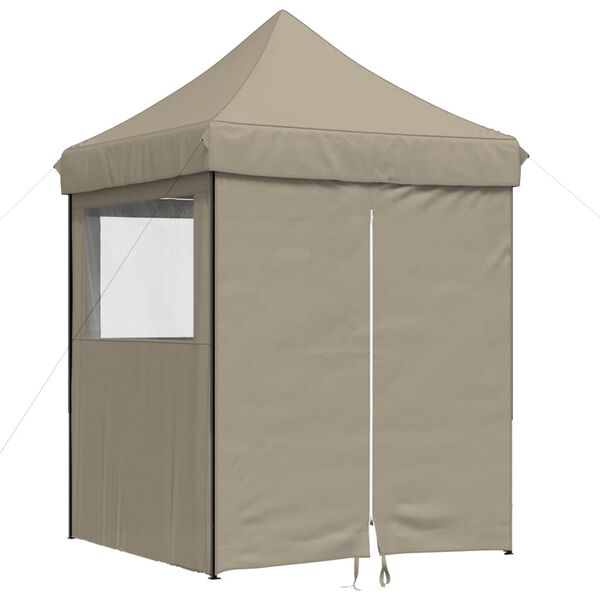 vidaXL Partytent inklapbaar pop-up met 4 zijwanden taupe