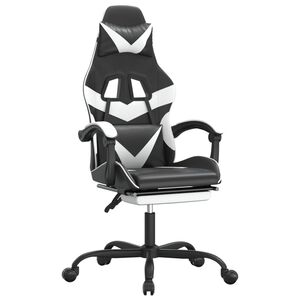 vidaXL Gamestoel met voetensteun kunstleer zwart en wit