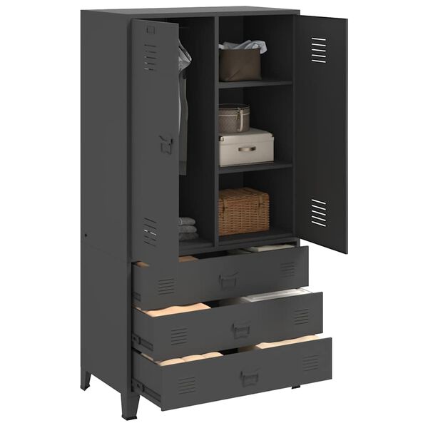 vidaXL Kledingkast industrieel 90x50x180 cm metaal antracietkleurig