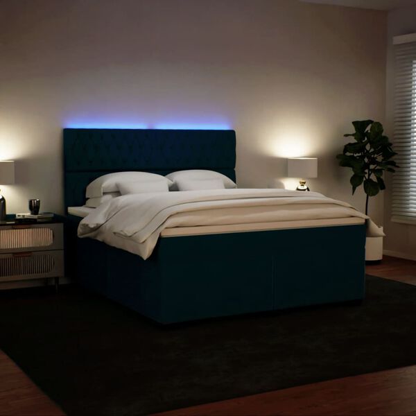 vidaXL Boxspring met matras fluweel blauw 180x200 cm