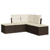 vidaXL 5-delige Loungeset met kussens poly rattan bruin