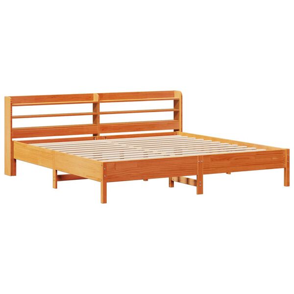 vidaXL Bedframe zonder matras massief grenenhout wasbruin 200x200 cm