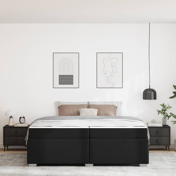 vidaXL Bedframe met matras Zwart 200 x 200 cm Stof