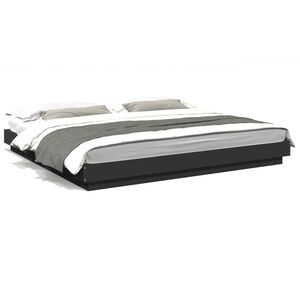 vidaXL Bedframe met LED-verlichting bewerkt hout zwart 180x200 cm