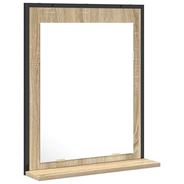 vidaXL Badkamer Spiegel Zwart 50 x 12 x 60 cm Glas en Engineered Hout