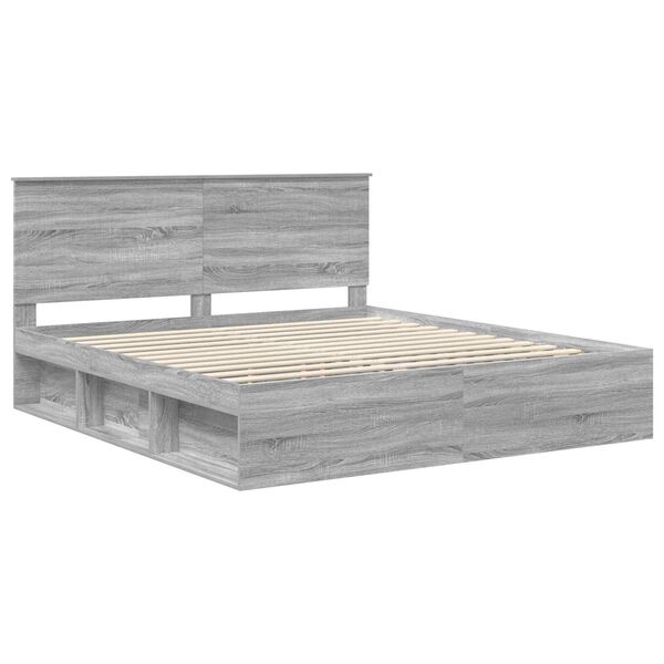 vidaXL Bedframe Grijs Sonoma 200 x 200 cm Massief grenenhout