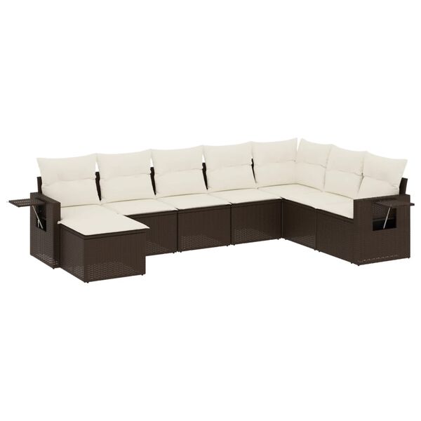 vidaXL 9-delige Loungeset met kussens poly rattan bruin